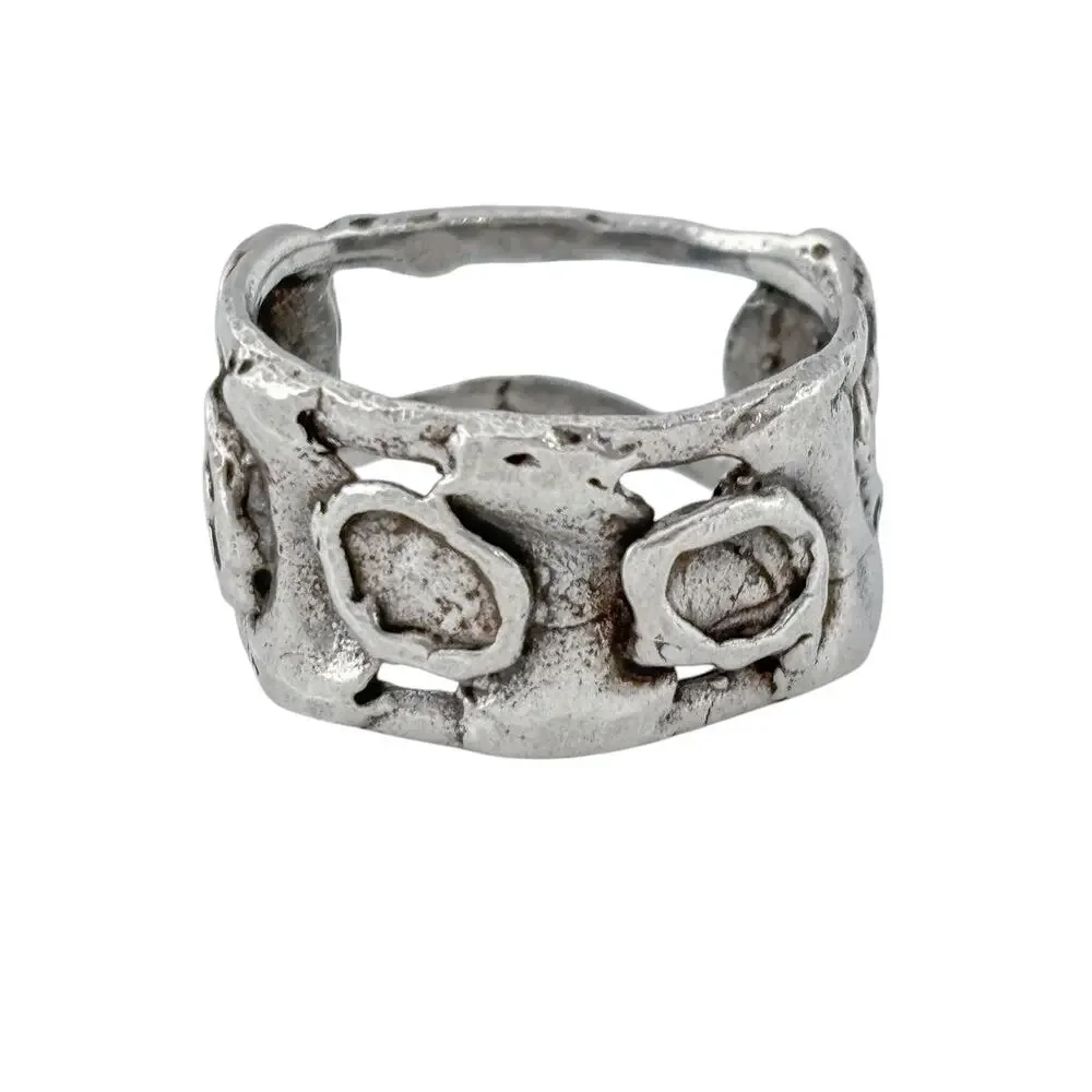 Vintage Sterling Silver 925 Abstract Openwork Ring Size 7.5